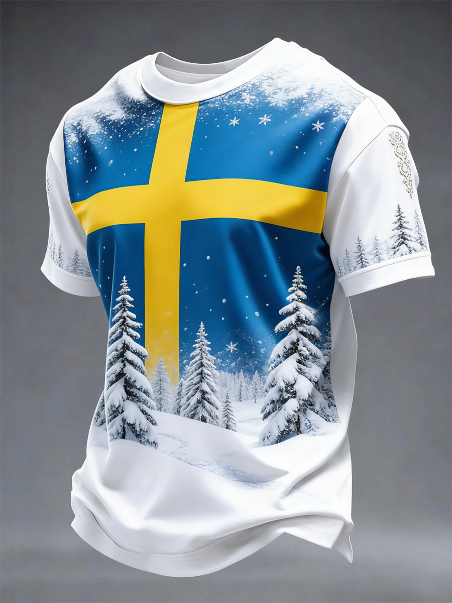 Mäns svenska flagga T-shirt