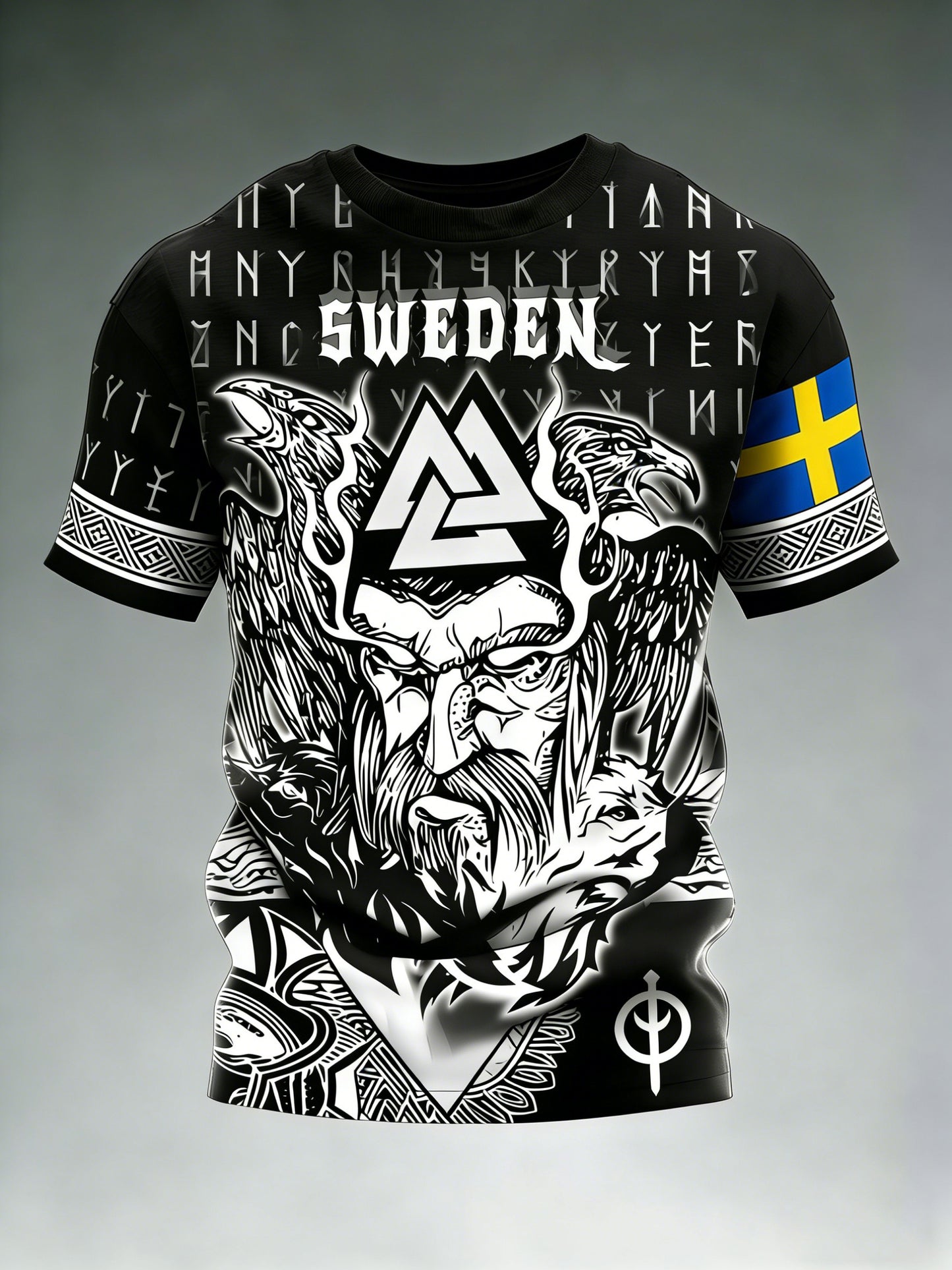 Herrtröja med vikingatema och svensk print