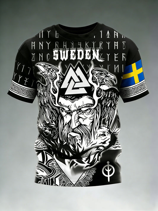 Herrtröja med vikingatema och svensk print