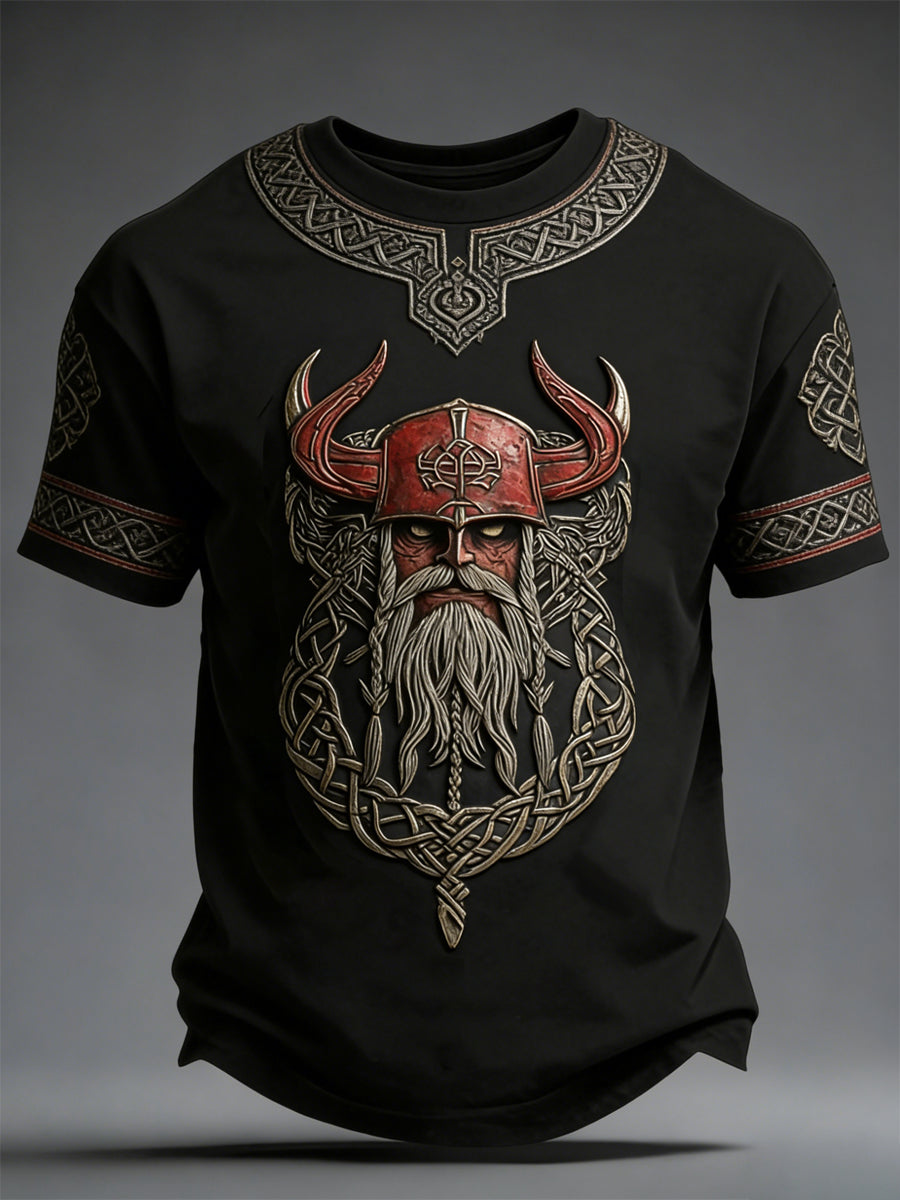 Mäns Viking-stil tryckt T-shirt