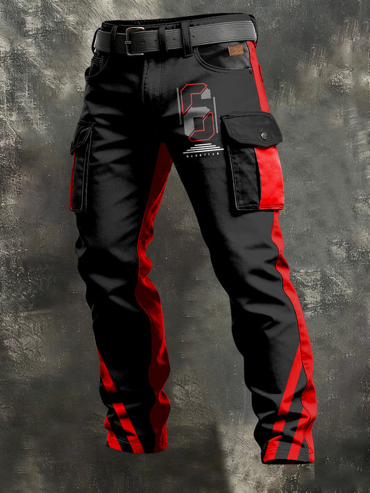 Mäns Retro Vacation Business Art Print Casual Workwear Byxor