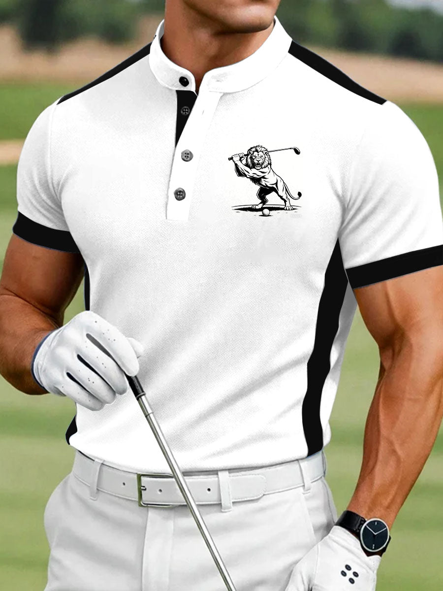 Mäns Vintage företag stil tryckt Casual Polo tröj
