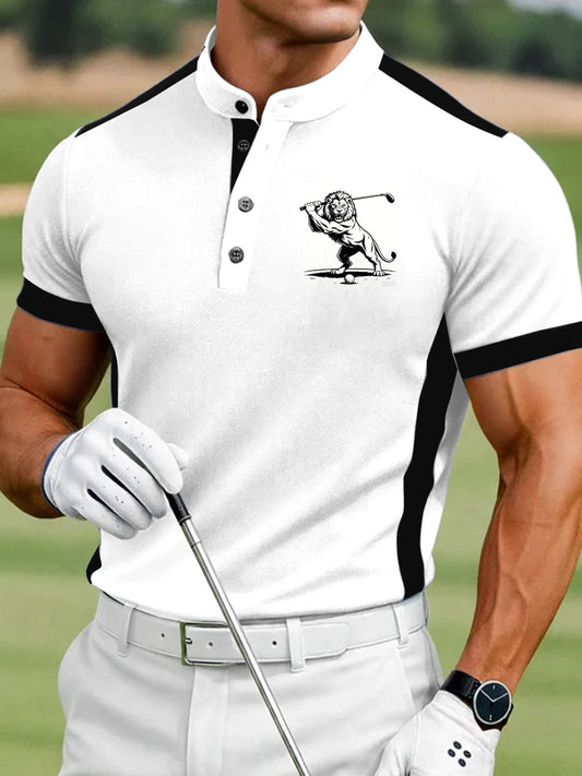 Mäns Vintage företag stil tryckt Casual Polo tröj