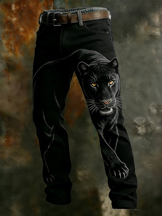 Mäns Vintage Animal Print Art Business Casual Work Byxor