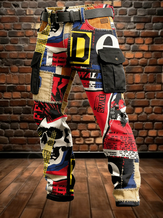 Mäns Retro semester företag punk konst Skriv ut Casual Workwear Byxor