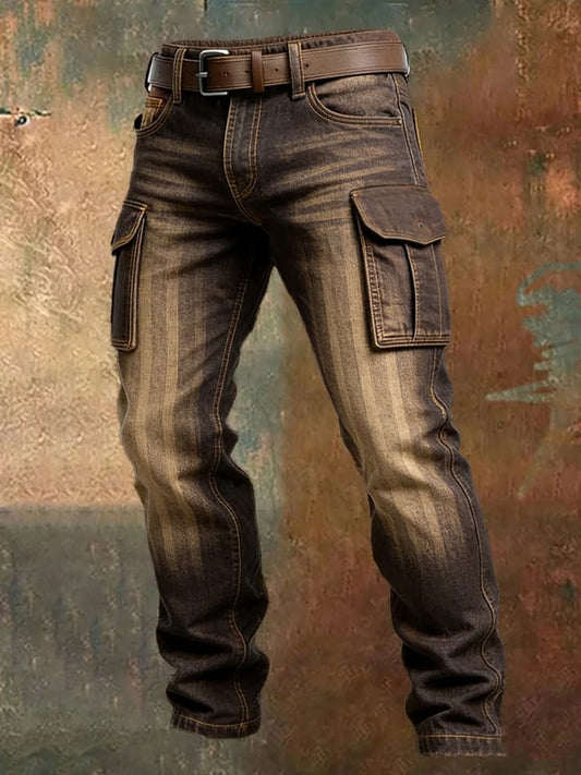 Mäns Retro Semester Business West Art Print Casual Workwear Byxor