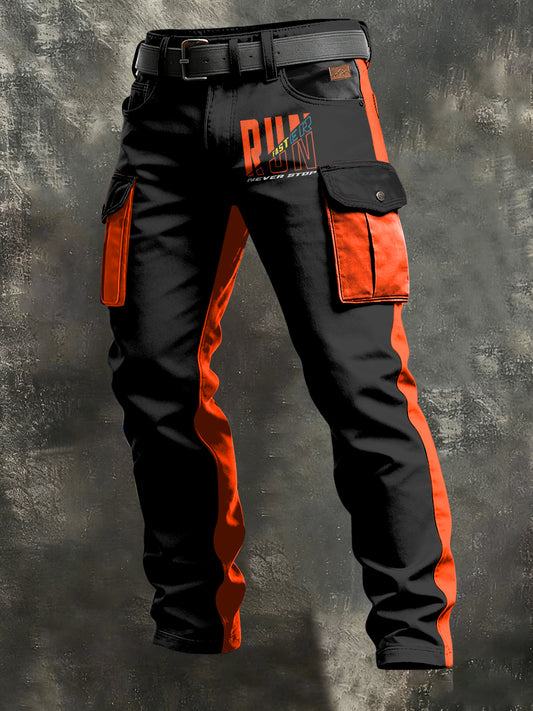 Herrar Retro Semester Affär Konsttryck Avslappnad Arbetsoverall Bynbyxor