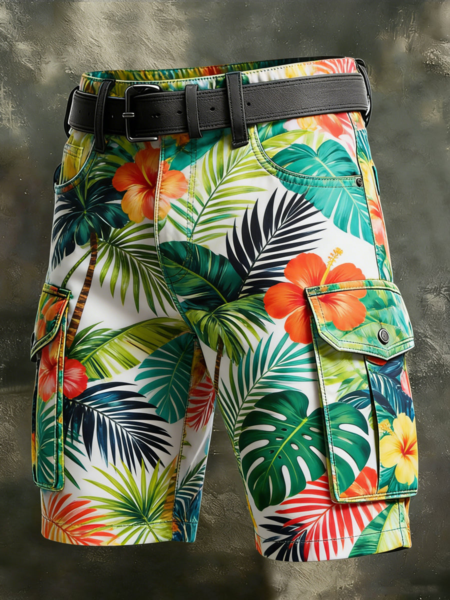 Mäns Retro Vacation Business Art Print Casual Shorts