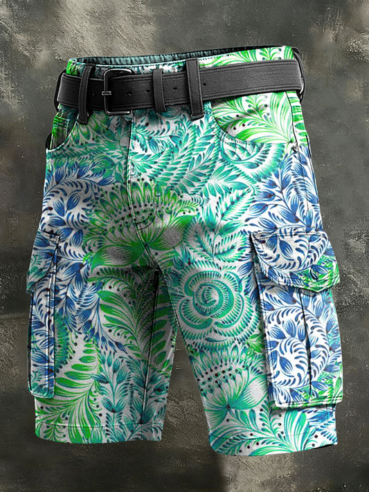 Mäns Retro Vacation Business Art Print Casual Shorts