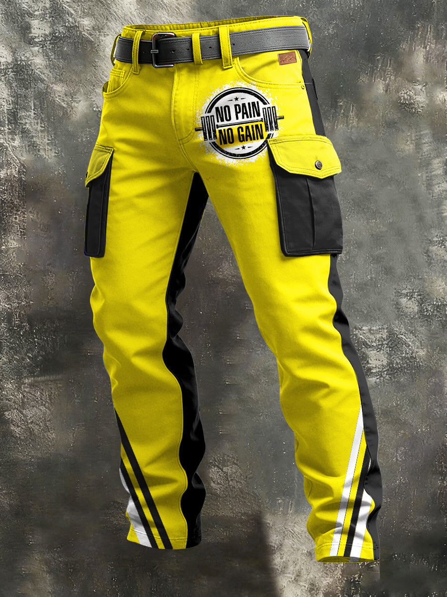 Mäns Retro Vacation Business Art Print Casual Workwear Byxor