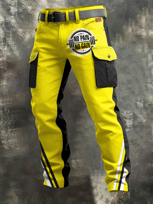 Mäns Retro Vacation Business Art Print Casual Workwear Byxor