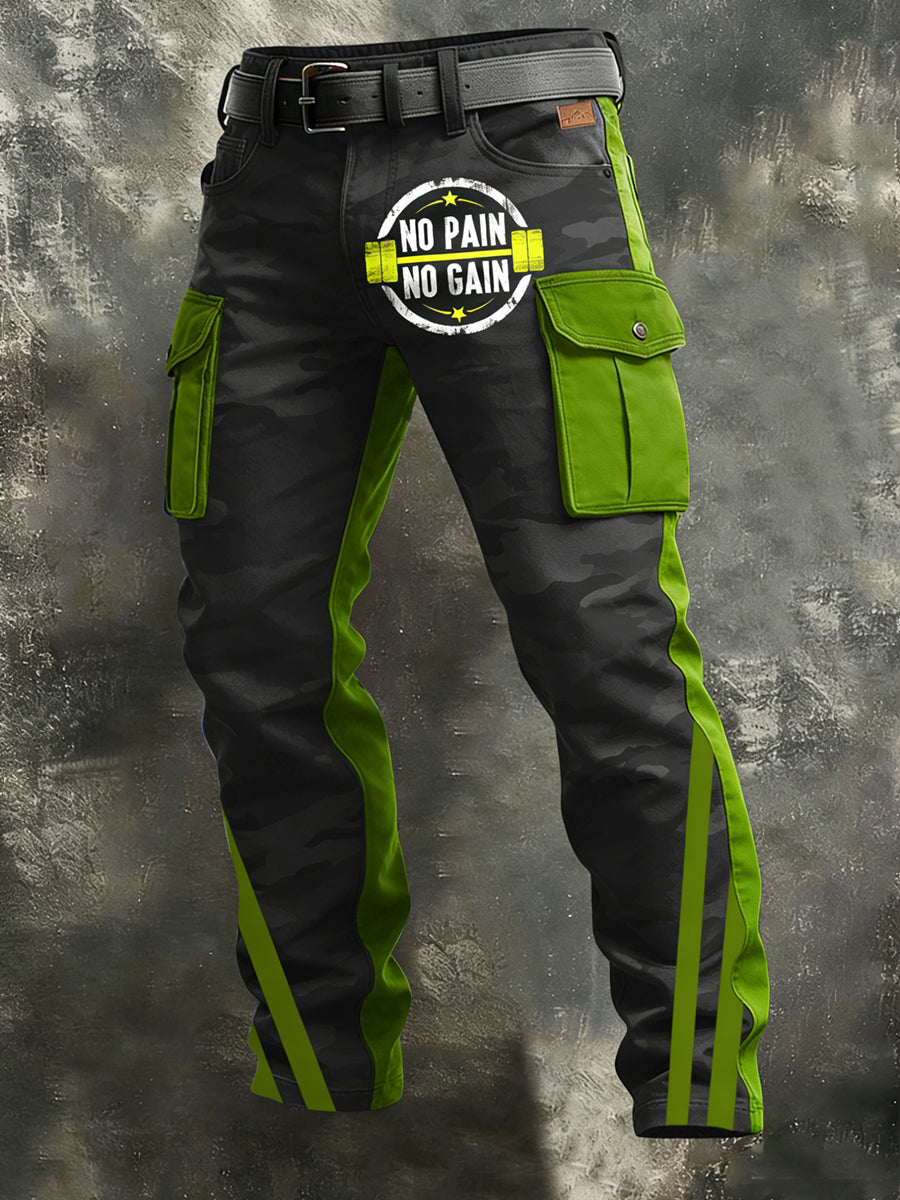 Mäns Retro Vacation Business Art Print Casual Workwear Byxor