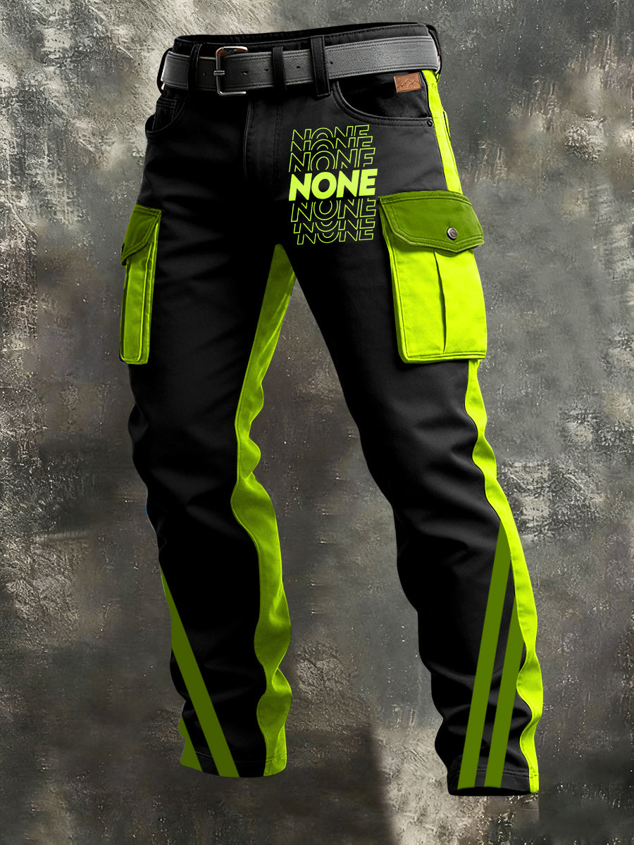 Herrar Retro Semester Affär Konsttryck Avslappnad Arbetsoverall Bynbyxor