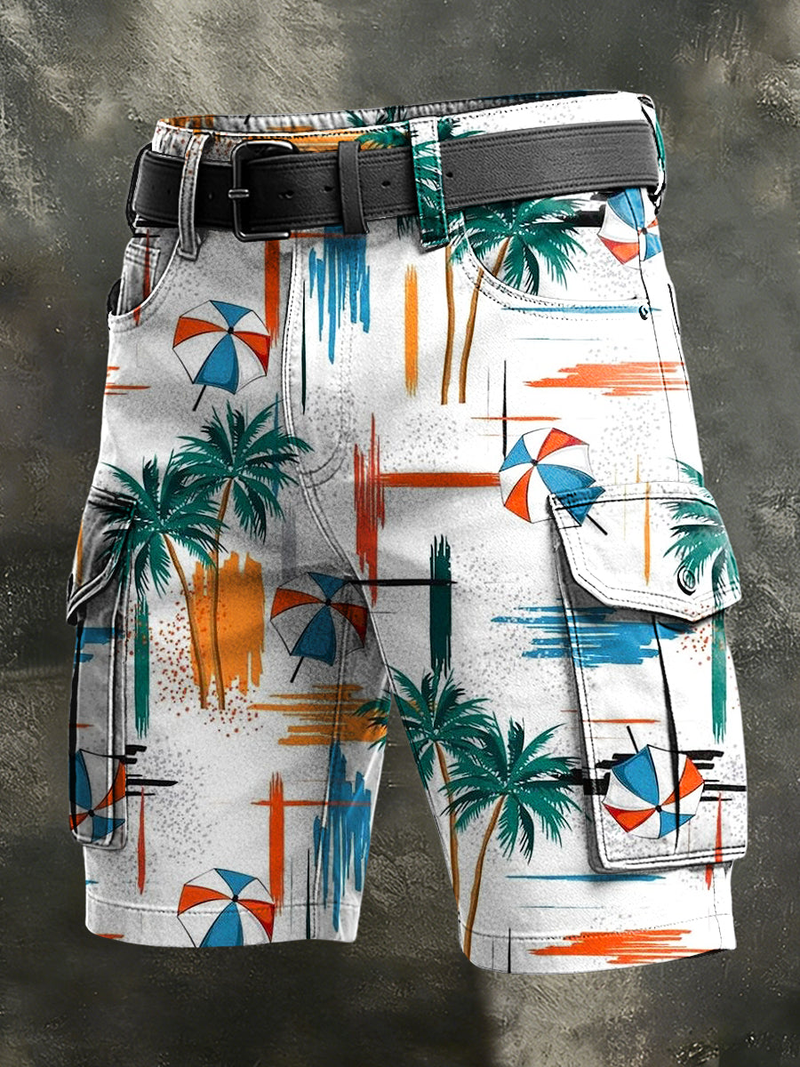 Mäns Retro Vacation Business Art Print Casual Shorts