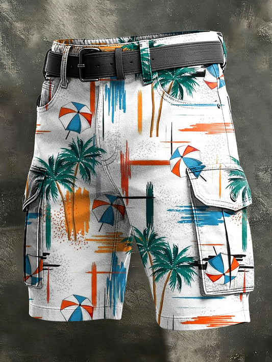 Mäns Retro Vacation Business Art Print Casual Shorts