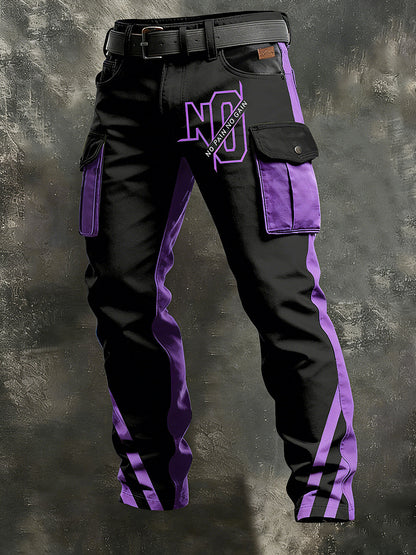 Mäns Retro Vacation Business Art Print Casual Workwear Byxor