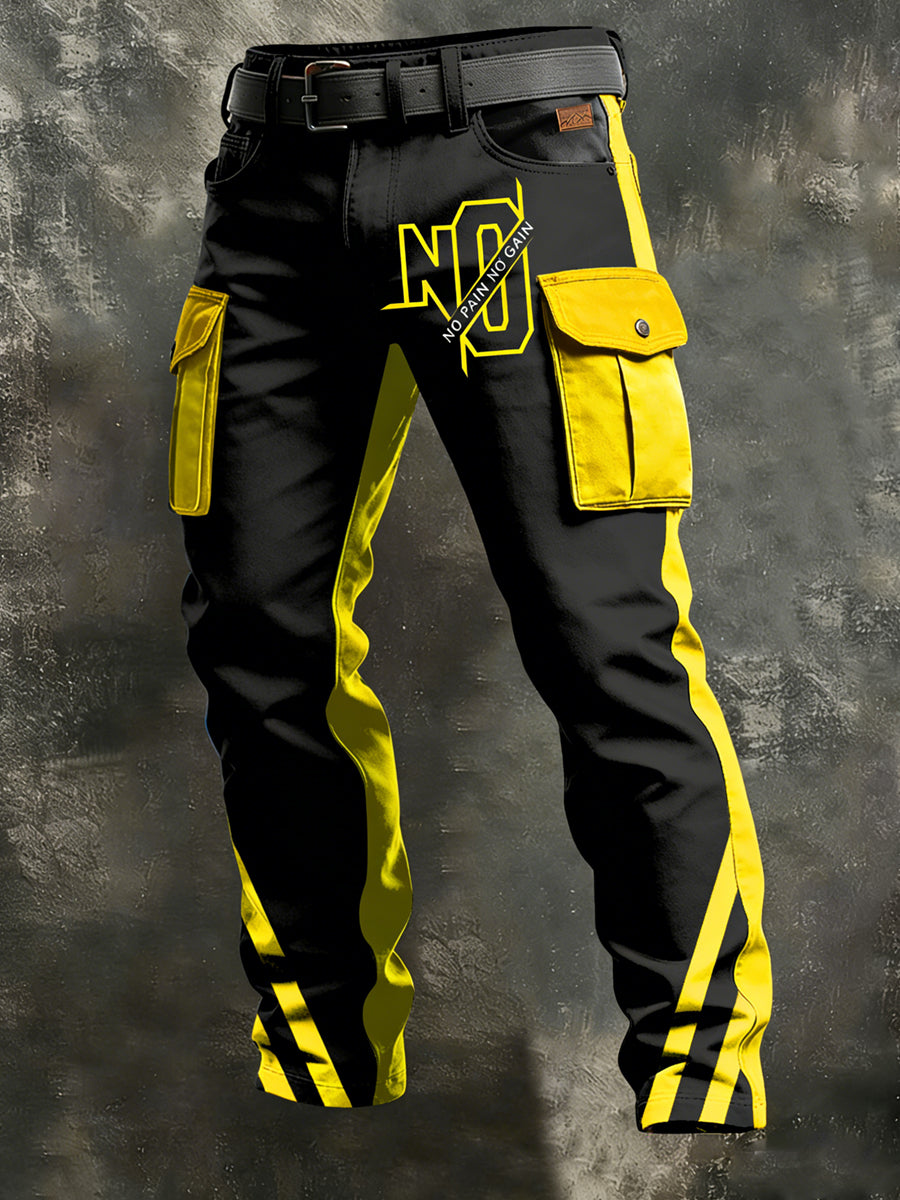 Mäns Retro Vacation Business Art Print Casual Workwear Byxor