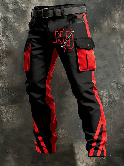 Mäns Retro Vacation Business Art Print Casual Workwear Byxor