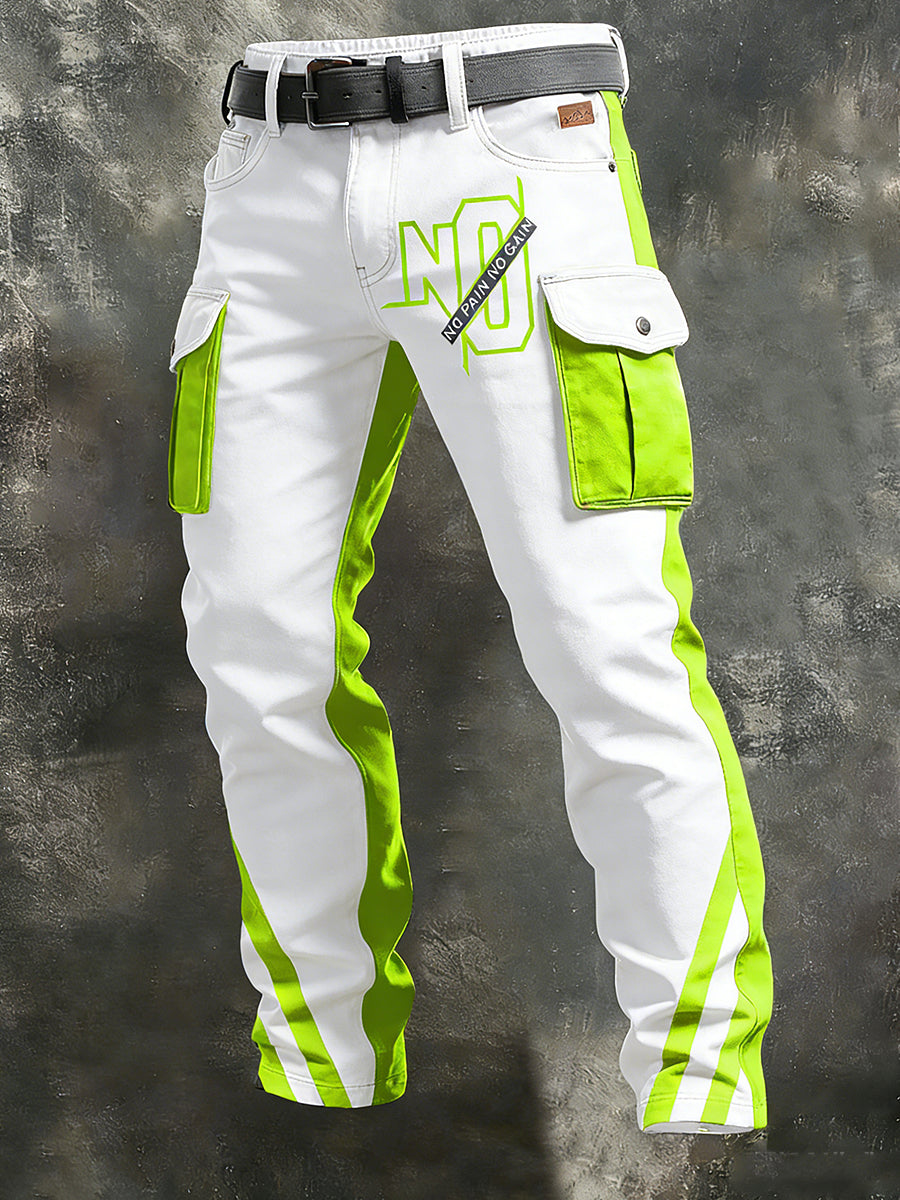 Mäns Retro Vacation Business Art Print Casual Workwear Byxor