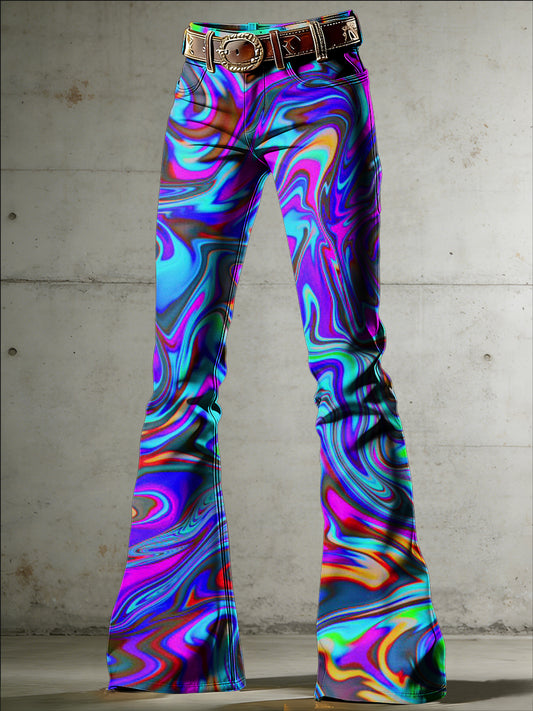 Damer Psykedelisk konsttryck utsvängda byxor