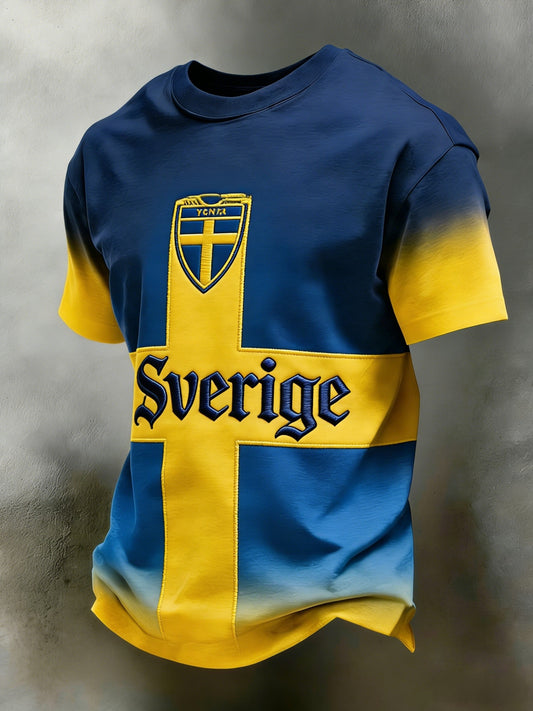Retro Viking Svensk flaggbricka Casual Sporty Short-Shirt