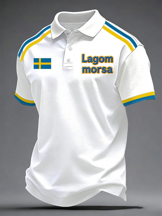 Mäns svenska morsdag Print Casual Topp