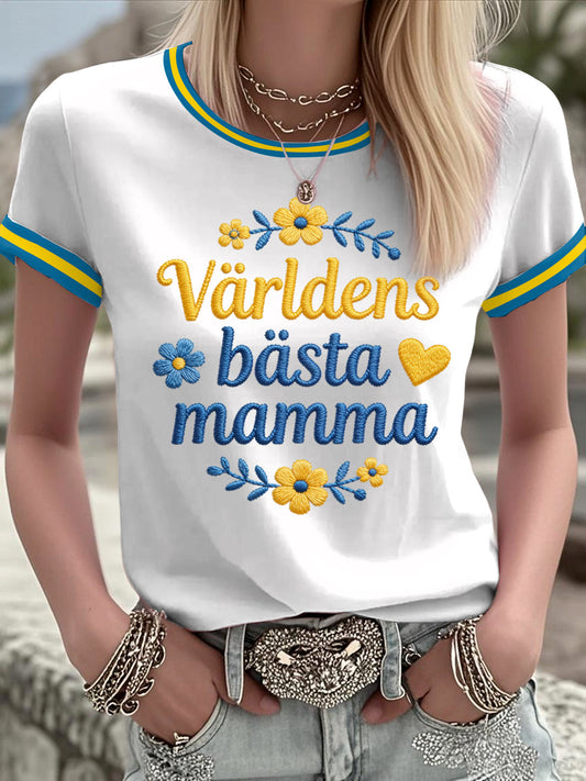 Damer Svensk Morsdag Tryckt T-shirt