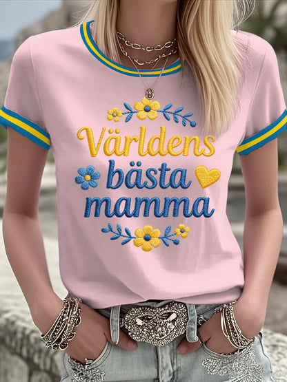 Damer Svensk Morsdag Tryckt T-shirt