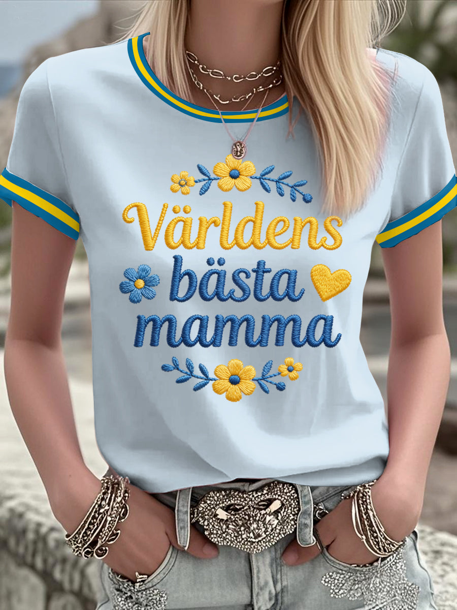 Damer Svensk Morsdag Tryckt T-shirt