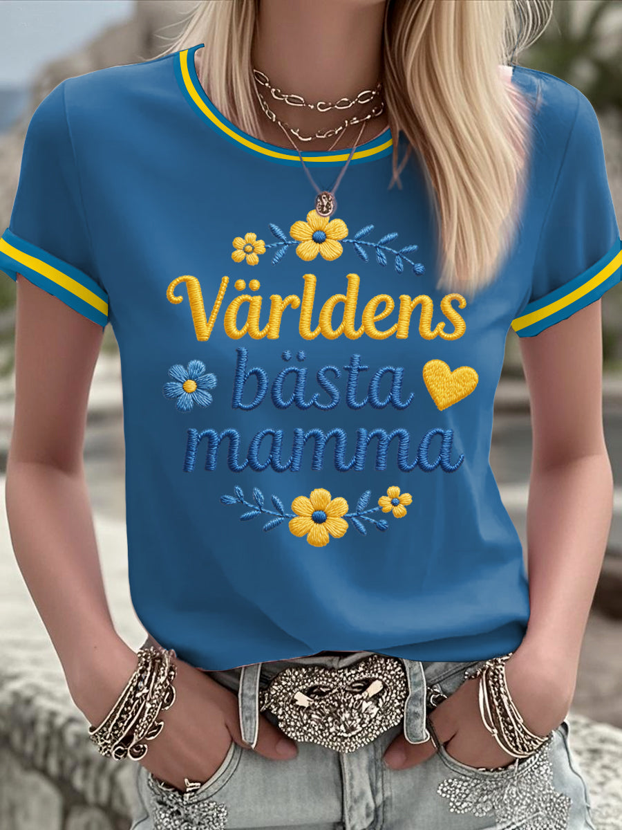 Damer Svensk Morsdag Tryckt T-shirt