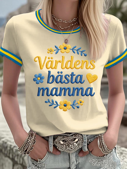 Damer Svensk Morsdag Tryckt T-shirt