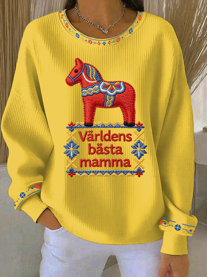 Kvinnors svenska morsdag Print Casual Sweatshirt