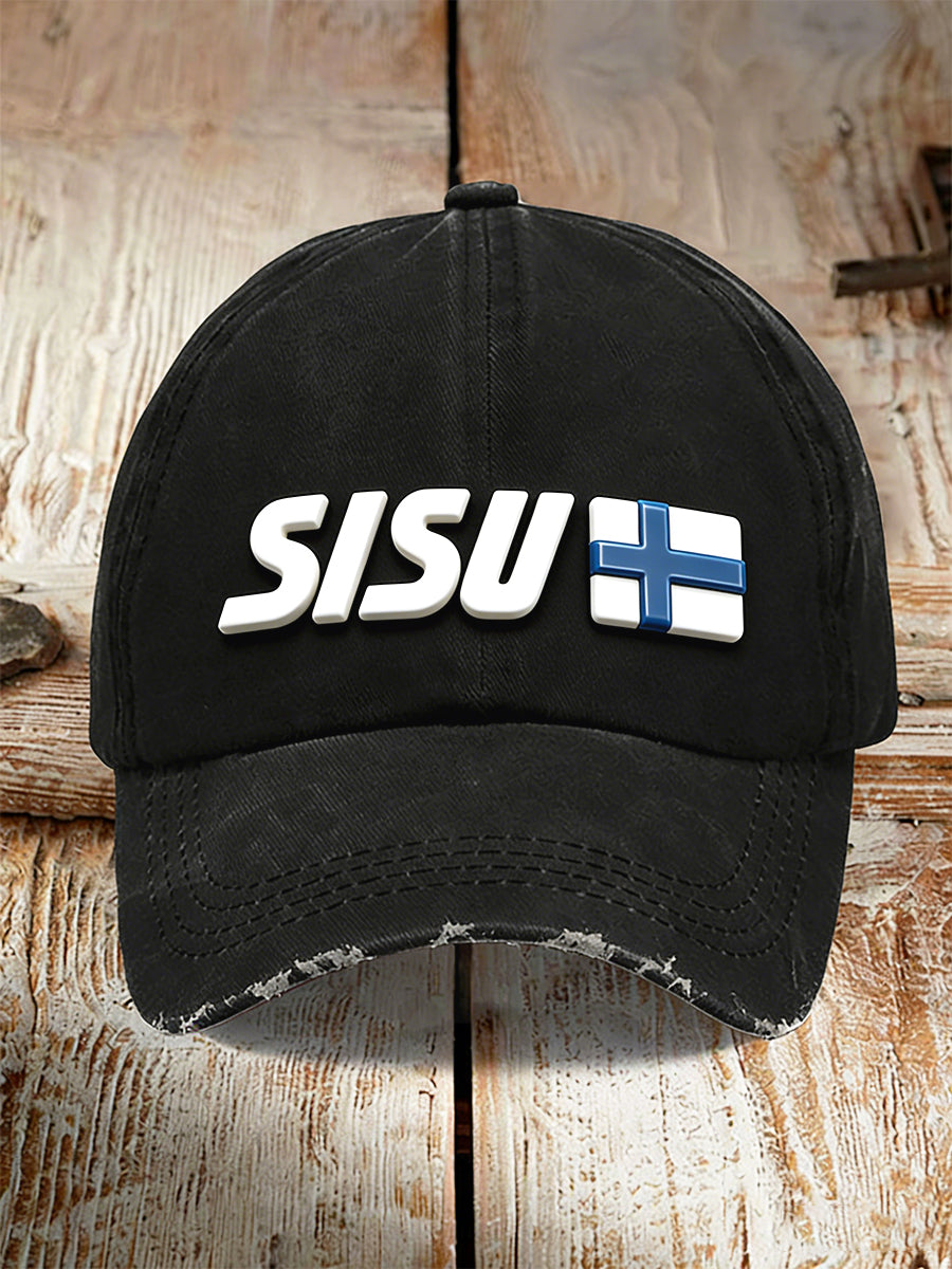 Suomen Sisu Tulosta Vintage Black Casual Hat