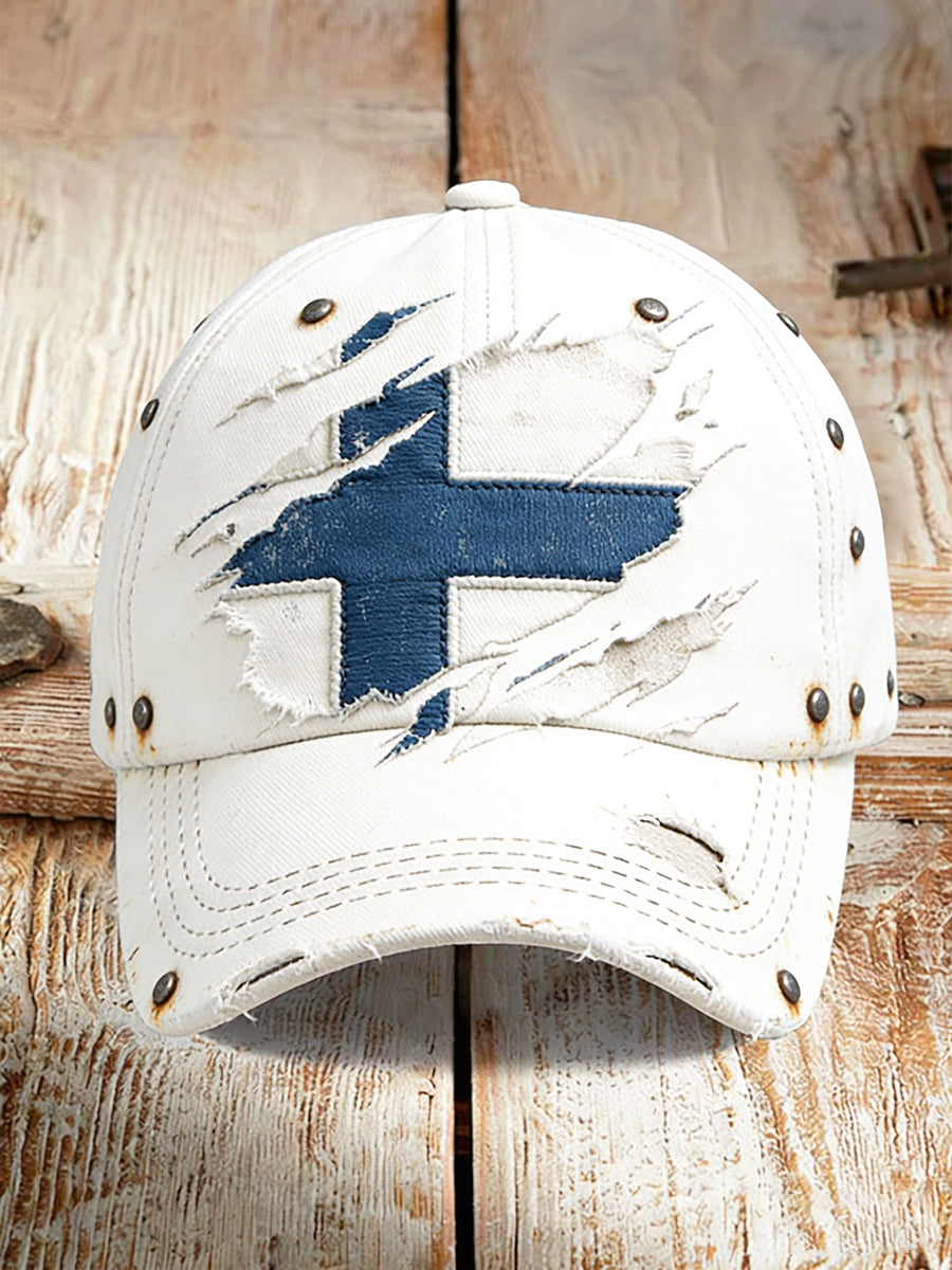 Suomi Lippulaitteet Hole-Effect Print White Casual Hat