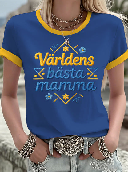 Kvinnors svenska morsdag Tryckt T-shirt