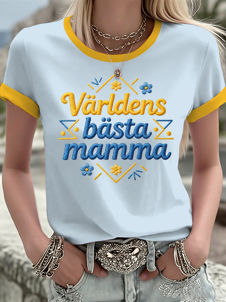Kvinnors svenska morsdag Tryckt T-shirt