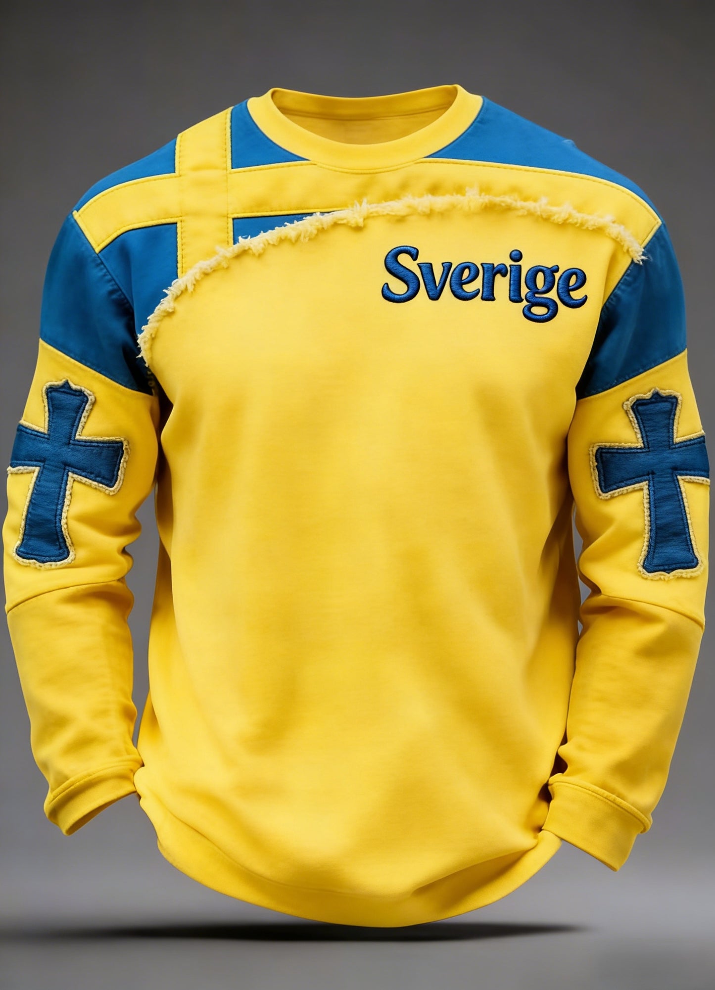Retro vikingasvensk flaggmärke avslappnad långärmad sweatshirt
