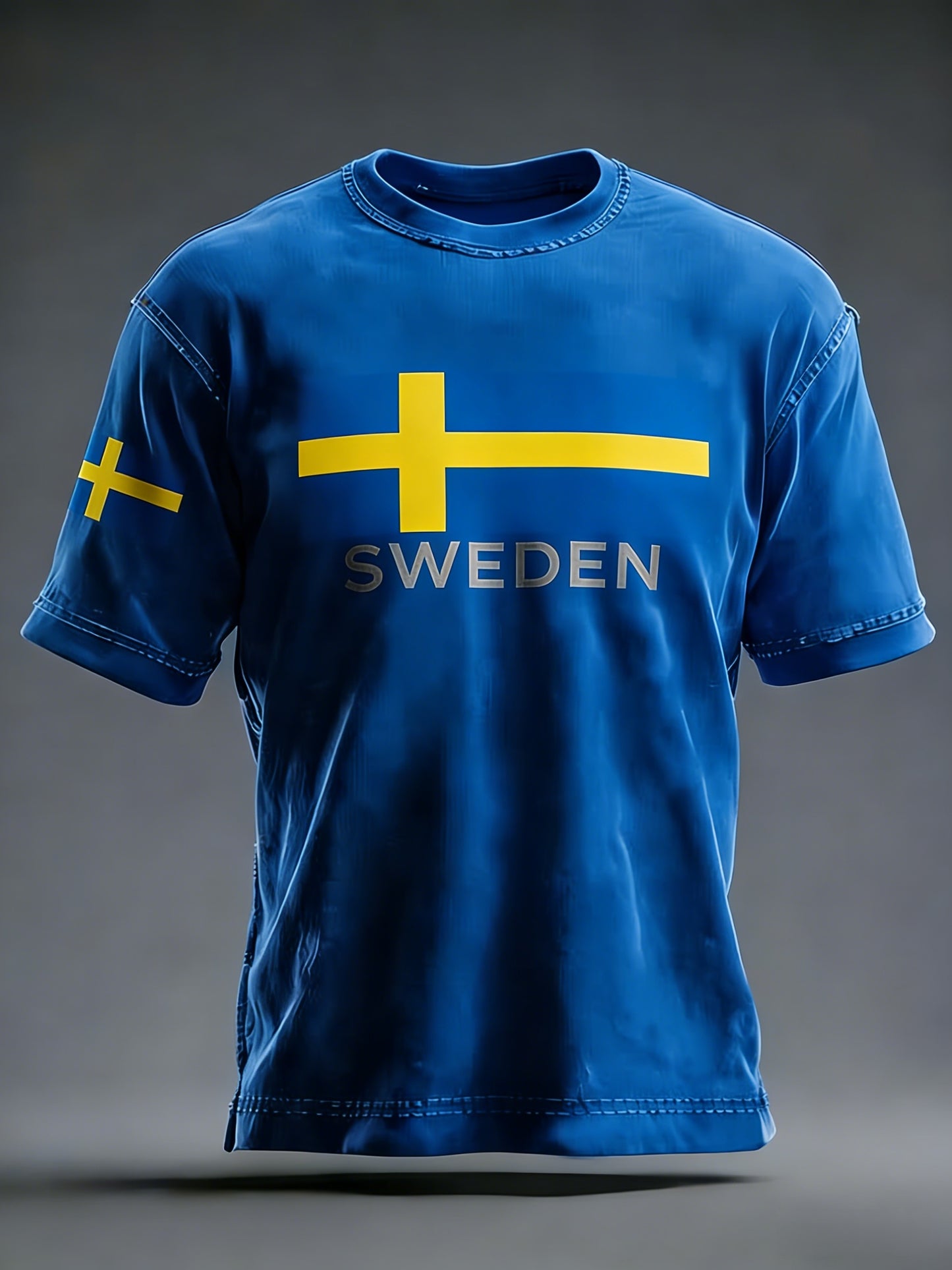 Retro viking svensk flagga märke avslappnad kortärmad t-shirt