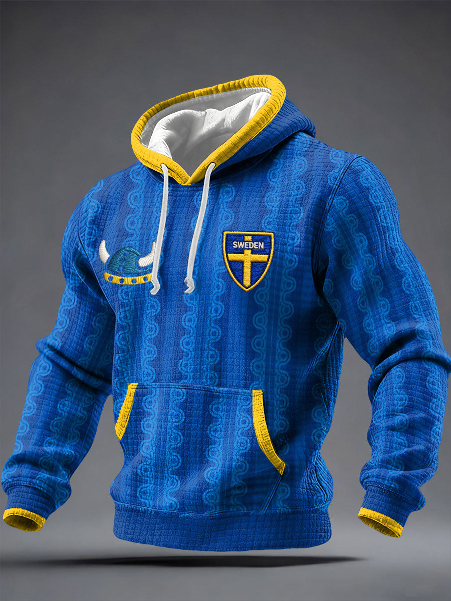 Herrtröja med svensk fotbollsmotiv och huva