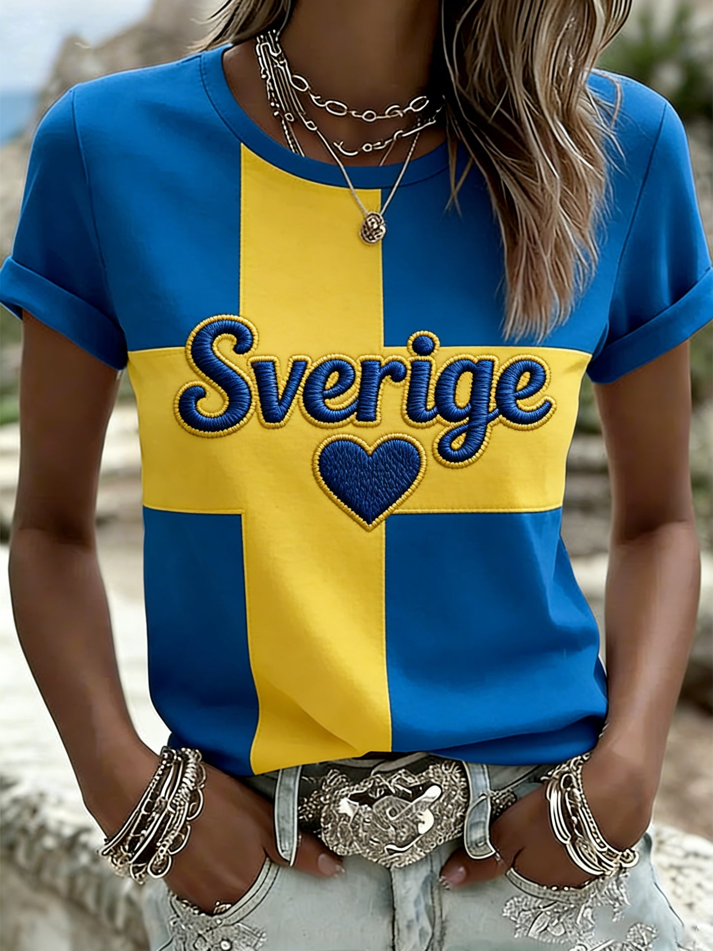 Damtröja med tryck