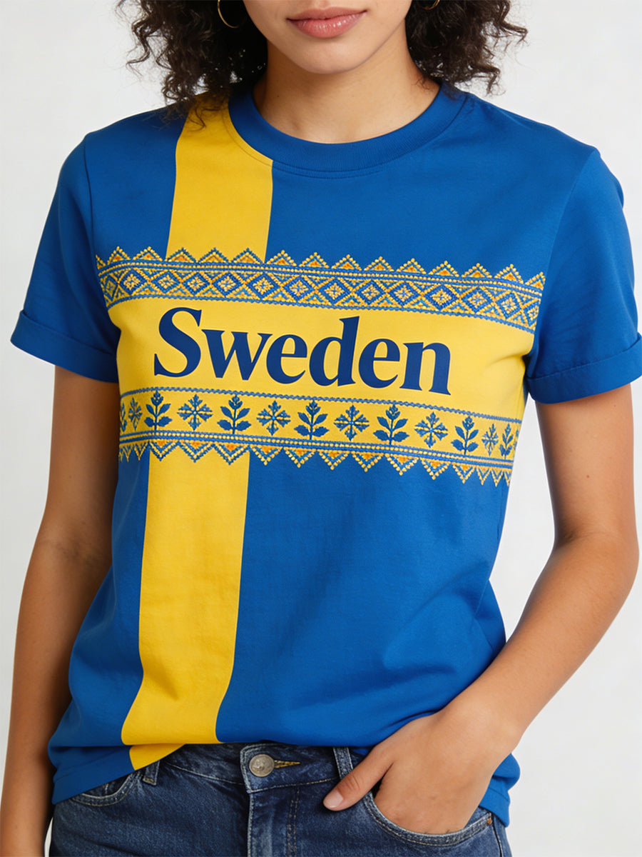 Dams T-shirt med etniskt mönster