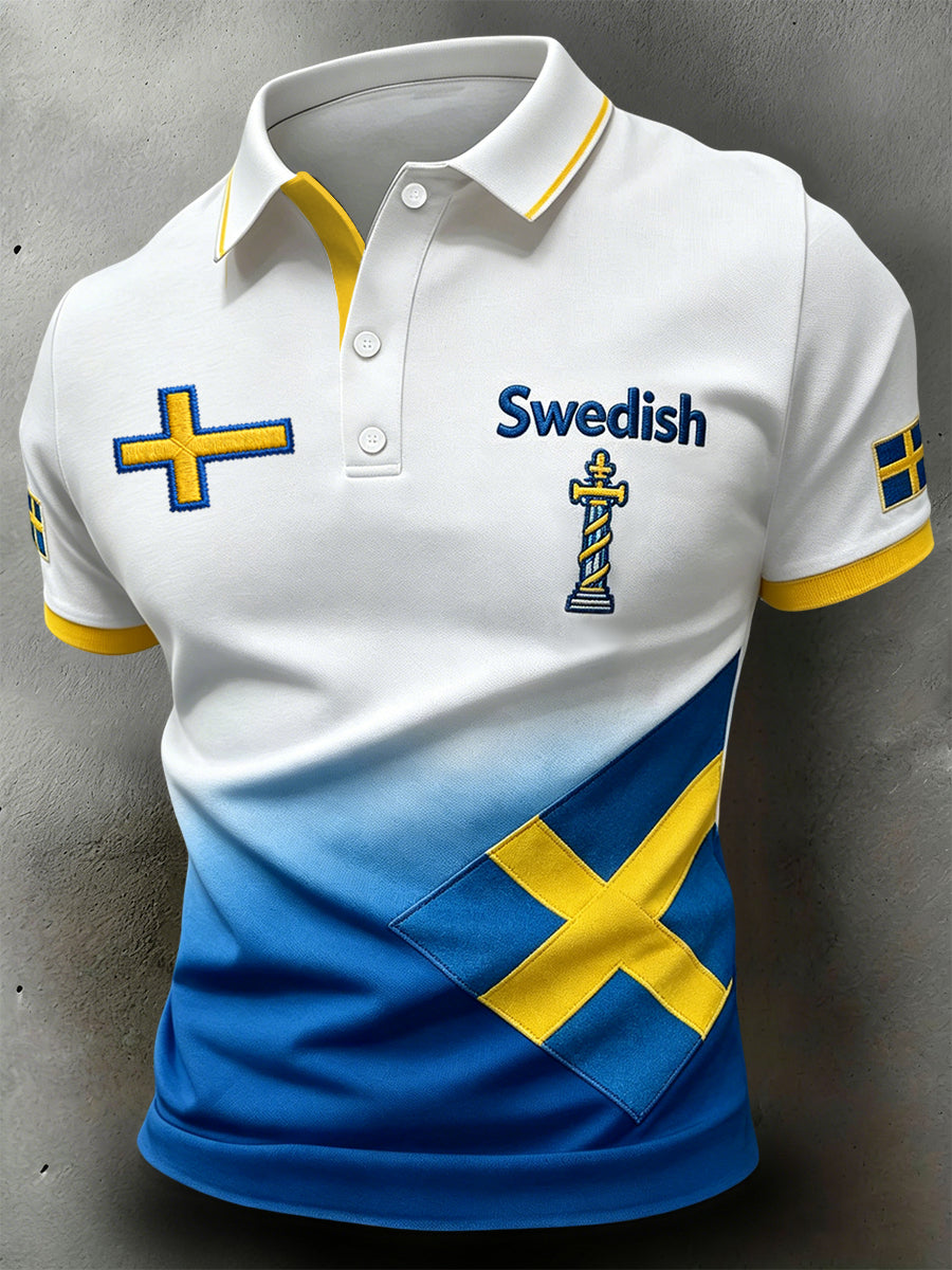 Retro svensk midsommargradient konstpolo-kläder