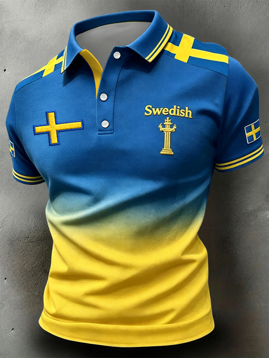 Retro svensk midsommargradient lapptäcksartikelpolotröja