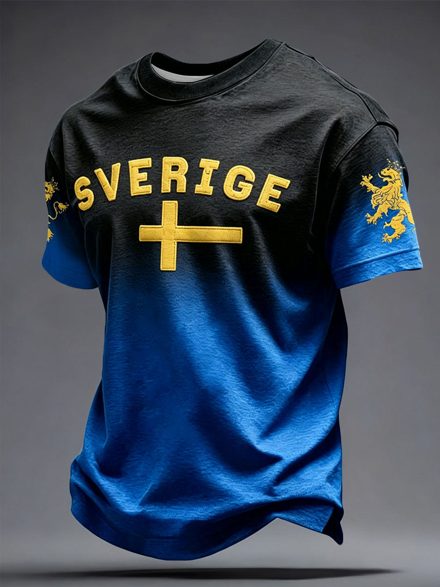 Mäns Sverige Patriot Tryckt T-shirt