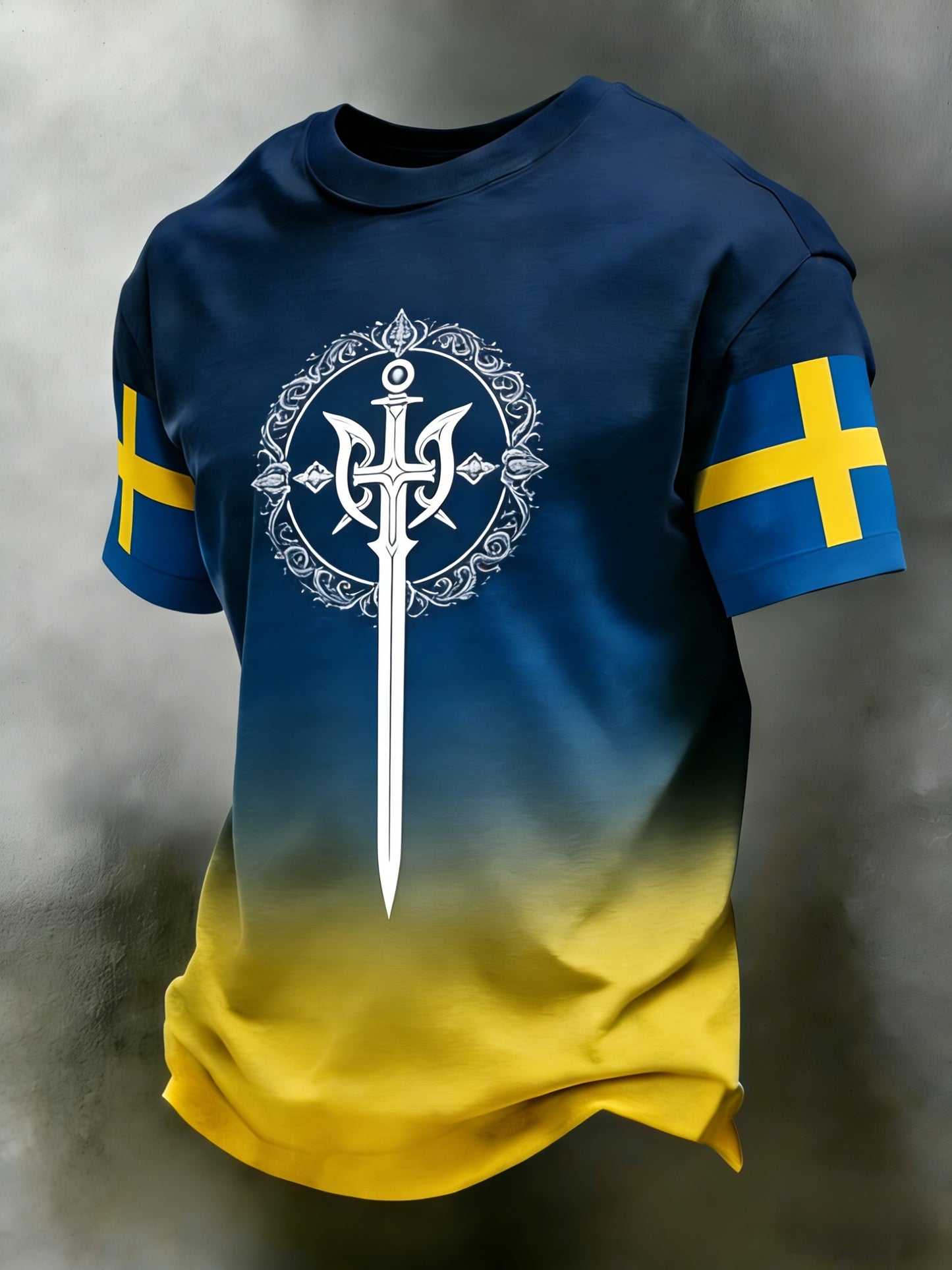 Retro Viking Svensk flaggbricka Casual Sporty Short-Shirts