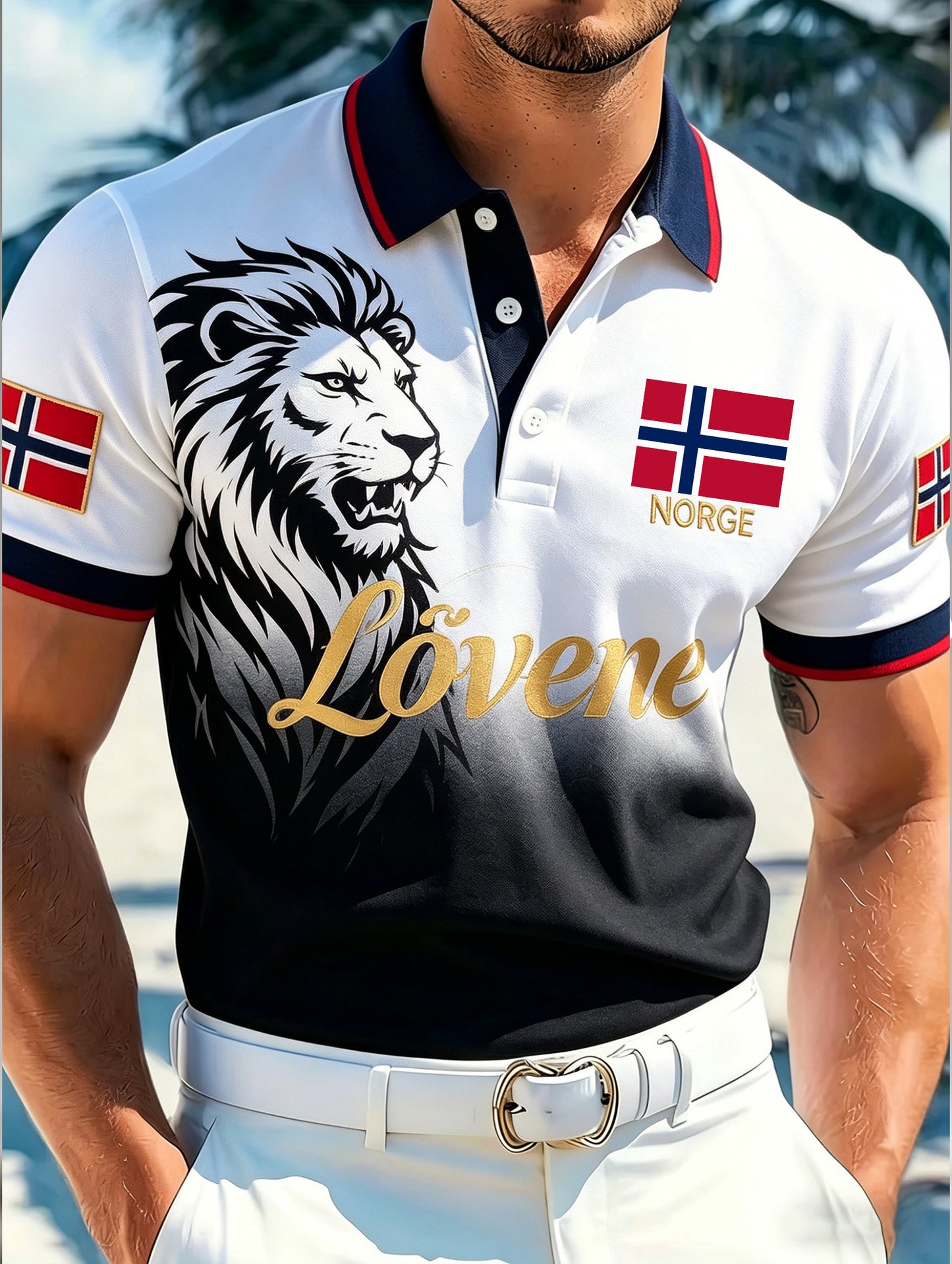 Menns norske fotballmatch jubelkunst Print Polo skjort