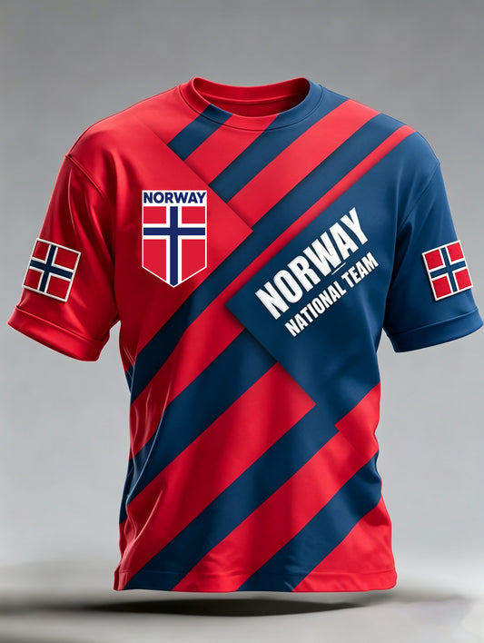 Herrer Norge Fotballkamp Support Kunsttrykk T-skjorte