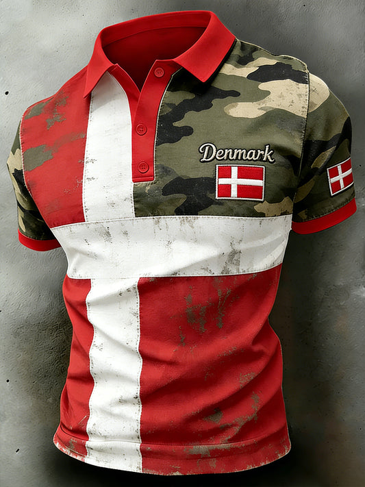 Mænds Camouflage Broderet print Polot T-shirt