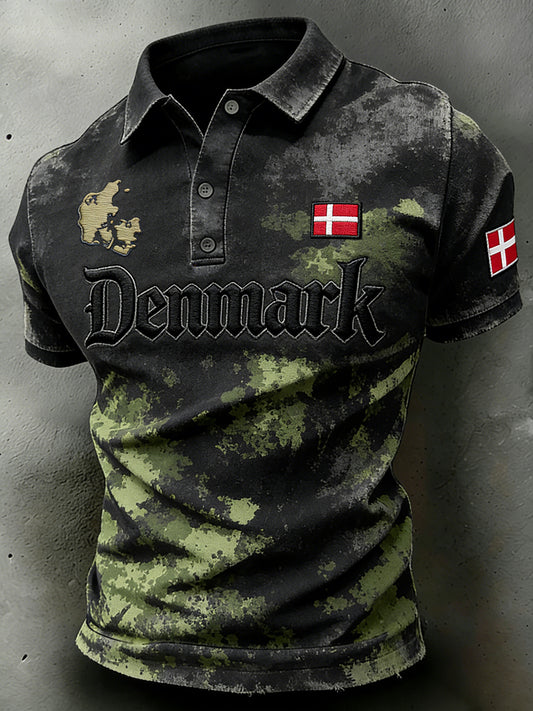 Mænds slidt camouflageprint-polostrømme