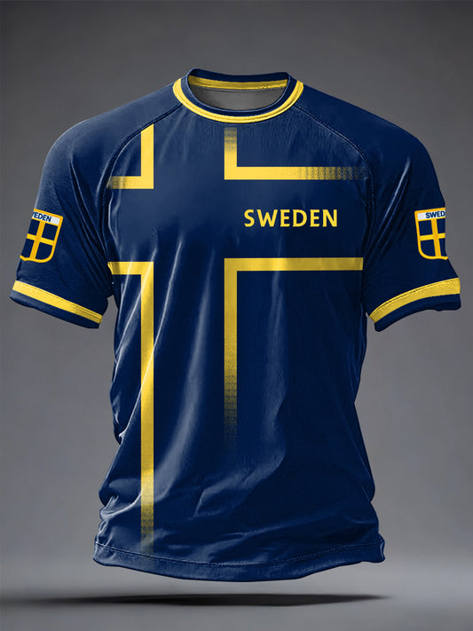 Mäns svensk fotboll Tryck Casual korta ärmar t-shirt